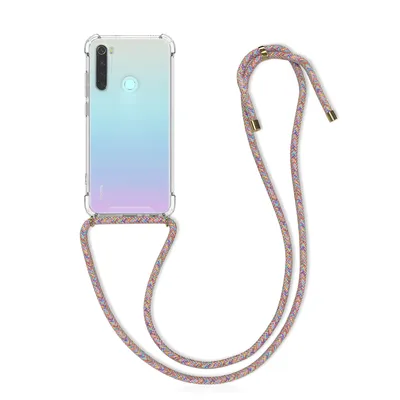 Produktbild von kwmobile Necklace Case kompatibel mit Xiaomi Redmi Note 8 (2019 / 2021) Hülle - Silikon Cover mit Handykette - Band Handyhülle Mehrfarbig Transparent