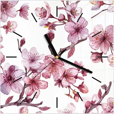Produktbild von Wanduhr aus Glas mit Motiv Blütenmeer- 30 x 30 cm - inkl. Aufhängesystem
