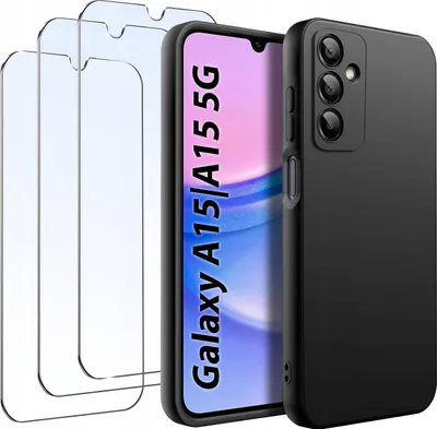 Obrázek produktu pro SADA Pouzdro pro Samsung A15 4G|5G Matné černé silikonové Slim +3 KUSY SKLO