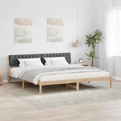 Image de Maison Exclusive - Cadre de lit marron et gris foncé 200 x 200 cm en pin massif