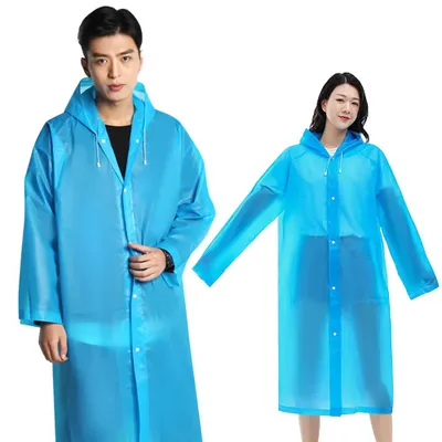 Produktbild von EVA-Regenmantel, wasserdichter Regenponcho, wiederverwendbar, Uni, Herren, Damen, langer, transparenter Regenschutz