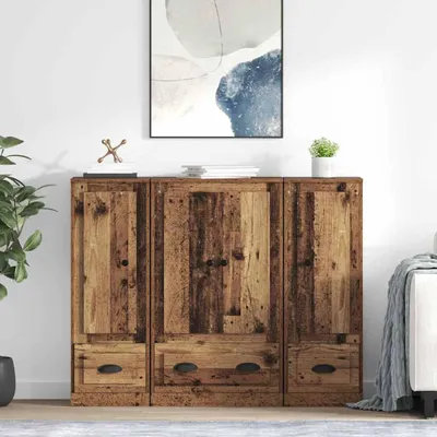 Obrázok produktu pre vidaXL Vysoká doska so zásuvkami 3 ks regenerované drevo drevený materiál
