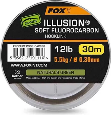 Imagen del producto de Fox Edges Illusion, hilo de fluorocarbono para anzuelos, 30 metros. Diámetro/Resistencia: 0.39 mm / 8.6 kg