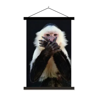 Produktbild von MuchoWow® Textilposter Affe - Wilde Tiere - Porträt 60x90 cm mit schwarzem Rahmen - Poster Wohnzimmer
