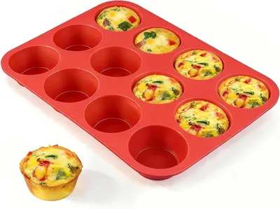 Productafbeelding van Siliconen Muffinvorm - Cupcake Bakvorm - Cakes Bakken - Non-stick Flexibel - 12 Cups - Grijs