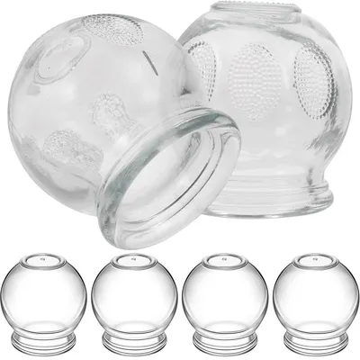 Produktbild von 6-teiliges Schröpfset Glas, Vakuum Schröpfgläser Set in 2 Größen, traditionelles Schröpfen für Rücken, Nacken & Beine, wiederverwendbar & hitzebeständig