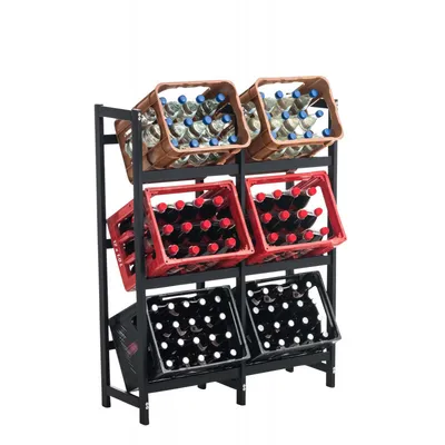 Produktbild von CLP Getränkekistenständer Stack aus Metall freistehend robust stabil schwarz Größe 116x91x31 cm