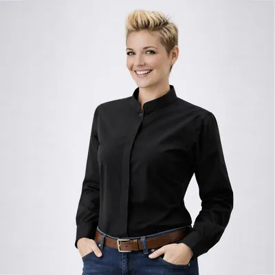 Produktbild von Damen Barbluse schwarz Gr. 48 : 48 : schwarz : 60% Baumwolle 40% Polyester