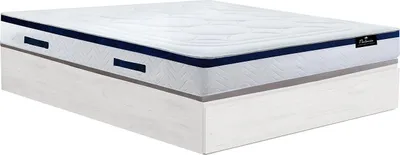 Produktbild von Set 160 x 200 cm Rahmen mit weißer Box und Schublade + 30 cm dicke Hybridmatratze mit Taschenfedern - Marke MARQUIS by PALACIO