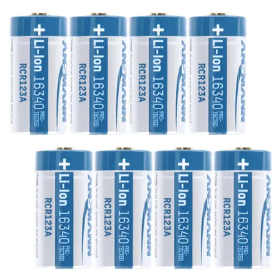 Produktbild von 8 Stück CR123 A Li-Ion Akku mit 3,7 Volt, 700mAh Kapazität inkl. Akkubox ideal für Überwachungskamera Arlo, LED-Taschenlampen