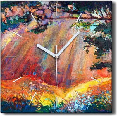 Produktbild von Coloray Hodiny Unikátní 30x30 cm  Tiché hodiny Pro obývací pokoj a kuchyň Nástěnné hodiny Plátno Černé ručičky hodin - Květy stromů příroda