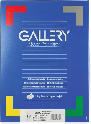 Produktbild von Gallery Labels 66 x 72mm 100 sheets, Weiß, 66 mm, 72 mm, 216 x 306 x 20 mm