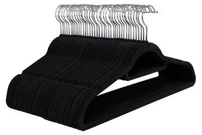 Image de Cintres en velours – antidérapants, gain de place, durables, en ABS, dimensions : 45 x 23,5 x 0,6 cm