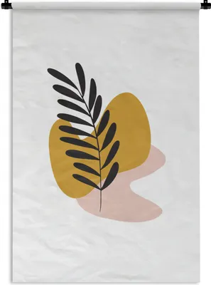 Produktbild von MuchoWow® Wandteppich Wandbehang Blätter - Botanisch - Abstrakt 90x135 cm Tapisserie Dekoration Wandtuch - Baumwolle - Wandskulptur