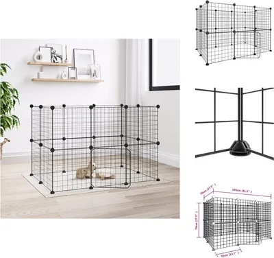Image de vidaXL Cage pour animaux domestiques 20 pièces avec porte Noir 35x35 cm Acier - Habitats & Enclos pour petits animaux