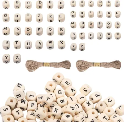 400 Holz-Buchstabenperlen mit Loch, Alphabetperlen für DIY