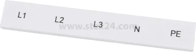 Immagine prodotto di Strisce di marcatura Phoenix Contact, set da 5 pezzi, con le seguenti etichette: L1 - L2 - L3 - N - PE. Modello ZB 12 LGS, stampate. Materiale: Poliammide (PA), colore bianco