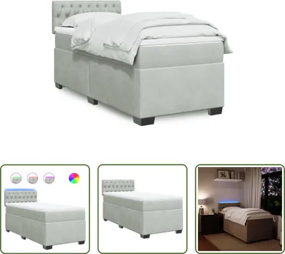 Produktbild von The Living Store Boxspringbett mit Matratze Hellgrau 90x190 cm Samt