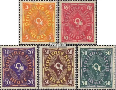 Produktbild von Briefmarken Deutsches Reich 1922 Mi 205-209 (kompl.Ausg.) postfrisch Posthornzeichnung
