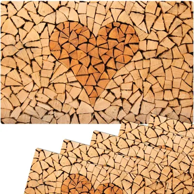 Produktbild von Abwaschbare Tischsets 6er Set Landhaus-Stil Herz Holz-Optik
