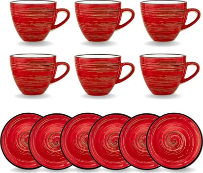 Zdjęcie produktu dla Wilmax Kaffee- & Tee-Tassenset ColorBoom, 6-teilig, 110 ml, rot, WL-669234/AB6