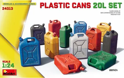 Imagen del producto de MiniArt, set de bidones de plástico a escala 1:24, capacidad de 20 litros