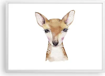 Produktbild von Gerahmtes Poster - Weißer Rahmen - Damhirschkuh Grafiken Kinder - 70x50 cm - Wand Bild - Wanddeko - Wandbilder - Kunstposter - Wandposter - Bilderrahmen - Bilder - Kunstdruck - P2WAA70x50-4449