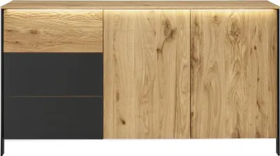 Produktbild von Kommode Berlin 155 x 84 x 42 cm Tür Schubladen Natur Schwarz
