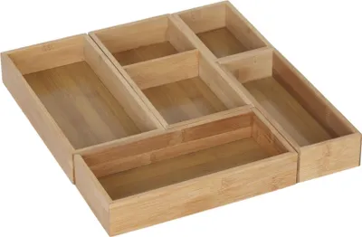 Produktbild von Schubladenorganizer-Set aus Bambus, 5-teilig - Küche & Büro