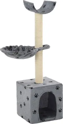 Produktbild von Katzen-Kratzbaum mit Sisal-Säulen 105 cm Pfoten-Aufdruck Grau