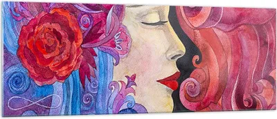 Produktbild von Bilder auf glas - Frau Abstraktion - 140x50cm - Glasbilder - Wandbilder - Kunstdruck - zum Aufhängen bereit - Wanddekoration aus Glas - Glas Bilder - Wandbild auf Glas - Einteilig - GAB140x50-4005
