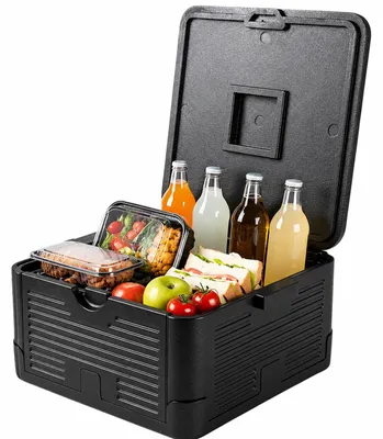 Klappbare Styropor-Kühlbox 38x38x22 cm, 40 L, schwarz, für Camping & Picknick