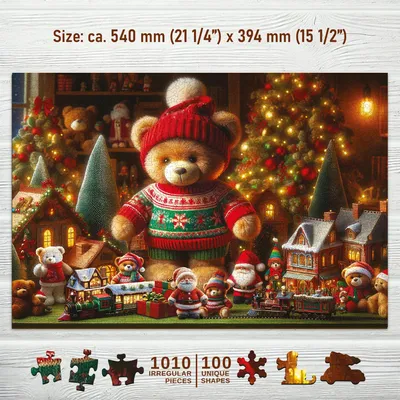 Produktbild von Wooden.City Weihnachtsbär Holzpuzzle 1000 Teile Weihnachtsmotiv