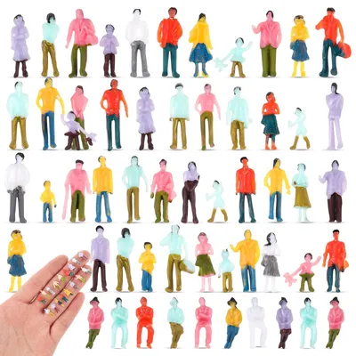 50 Mini-Menschenfiguren, 1:150, bemalt, für Modellbau
