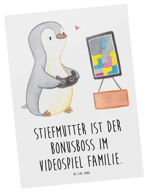 Produktbild von Mr. & Mrs. Panda Postkarte Stiefmutter Bonusboss - Weiß - Geschenk, Dankeschön, Geschenke, Liebe, Grußkarte, bildkarte, Ansichtskarten, Videospiel, Lächeln, Postkarten