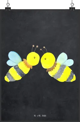 Produktbild von Mr. & Mrs. Panda Bild Biene Liebe DIN A0 - Kreidetafel - Geschenk, drucke, Kunstdruck, Wanddekoration, Wandbild, wanddeko