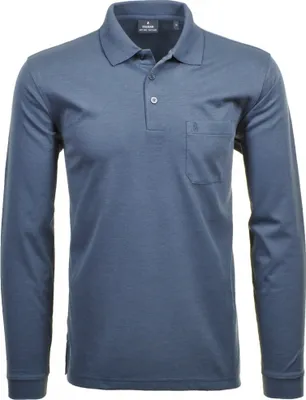 Produktbild von RAGMAN Herren Poloshirt Langarm Polokragen Baumwollmix Jeansblau 5XL