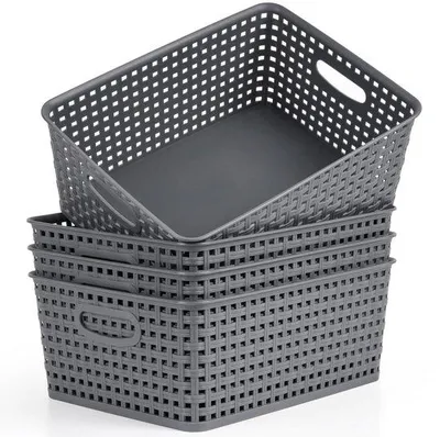 Obrázek produktu pro Šedé plastové úložné koše, 29 x 22,5 x 12 cm (4 Pak)