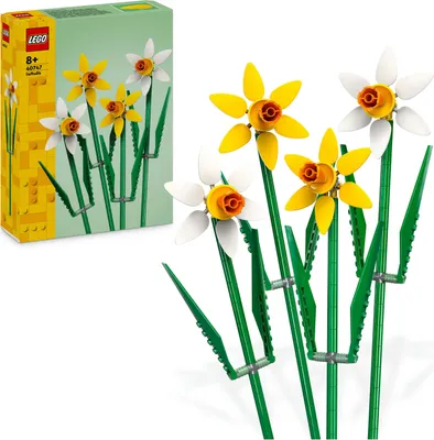 Produktbild von LEGO Baustein-Set Narzissen Blumenstrauß 40747 Botanicals, 30 cm, 216 Teile, Pastellfarben Gelb Weiß Grün, verstellbare Blätter, Zimmerdeko, ab 8 Jahren