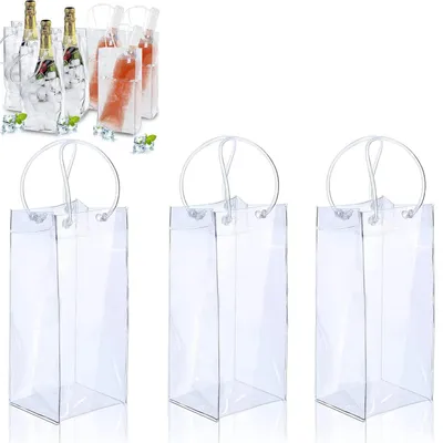 3er-Set auslaufsichere Eisbeutel, PVC-Flaschenkühler, transparent