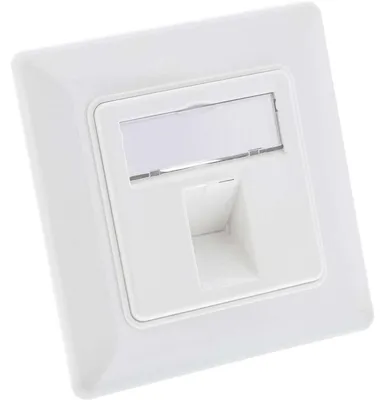 Produktbild von Rahmenset für 1x RJ45 Bu/LSA Einsatz, Keystone SNAP-In, weiß RAL9010