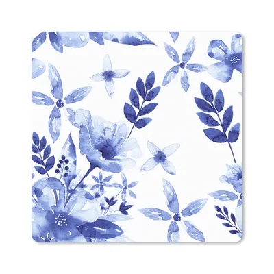 Produktbild von MuchoWow® Mauspad Mousepad Aquarell - Blumen - Blau 30x30 cm - Mousepads - Maus Mat - Pad - Mausunterlage - Gaming