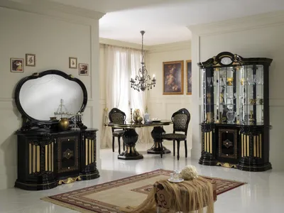 Produktbild von Wohnzimmer Set Vitrine Kommode Spiegel Esstisch Design Schrank Italienische 4tlg