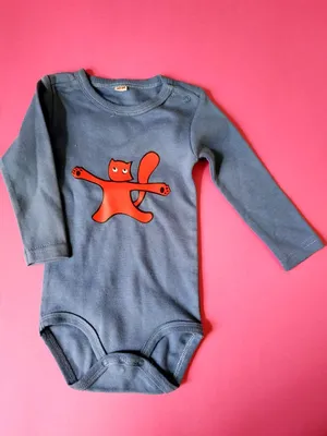 Produktbild von Baby Body blau mit Katze rot Gr. 62/68 Baumwolle