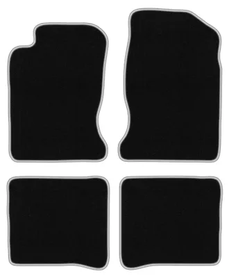 Produktbild von Velours-Fußmatten für Toyota Carina E 1992-1998 (Kombi/Limousine) – 4-tlg, Schwarz/Silber, passgenau – Wielganizator CARLUX