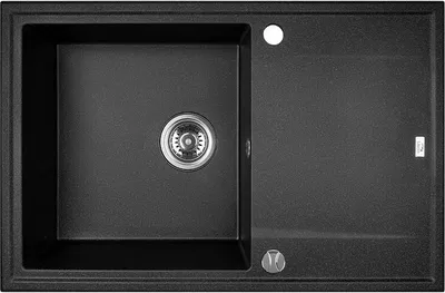 Produktbild von BADLAND BADLAND Spülbecken Granitspüle Einzelbecken MEGALO 50x78 Schwarz mit langer Abtropffläche | Siphon im SET!