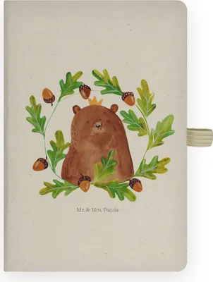Produktbild von Mr. & Mrs. Panda skizzenbuch a4 Bär König - Transparent - Geschenk, Adressbuch, Journal, Tagebuch, Vatertag, Kladde, Bester Papa, Papi, Vater, notizbuch, Teddy