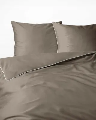 Image de Detexpol Satin linge de lit 160x200 taupe avec garniture Mako Satin 62