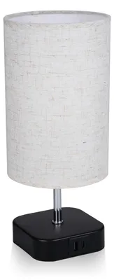 Produktbild von Tischlampe mit Touch-Steuerung, Nachttischlampe mit 4-W-LED-Birne, warmweisses Licht, 3-stufig dimmbar, moderne Tischlampe, USB-A+C-Anschluesse fuer Schlafzimmer und Wohnzimmer