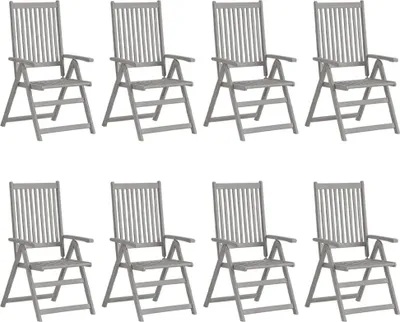 Produktbild von vidaXL Verstellbare Gartenstühle mit Auflagen 8 Stk. Grau Akazienholz